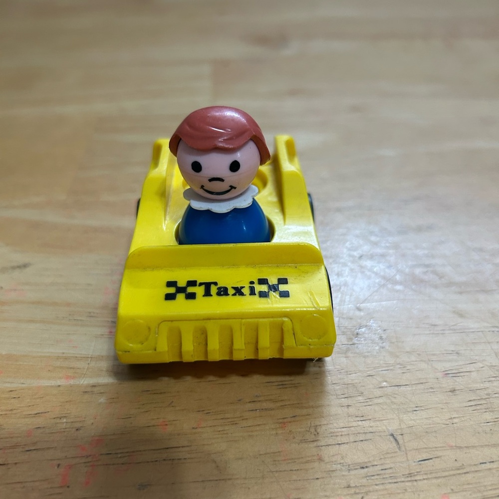 Yellow Taxi Push-Button Toy Car with Removable Figure
